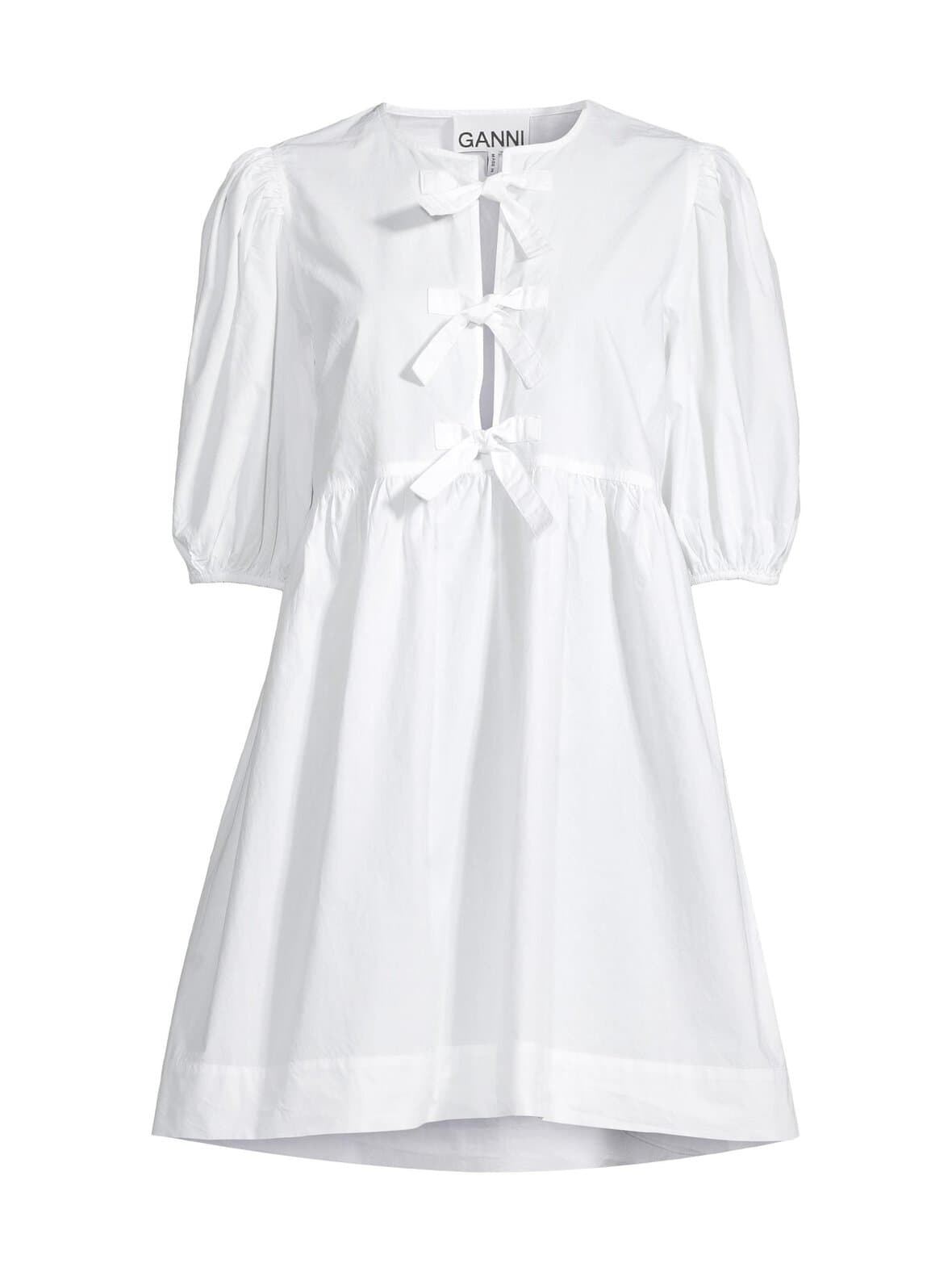 Tie string mini -puuvillapopliinimekko – GANNI