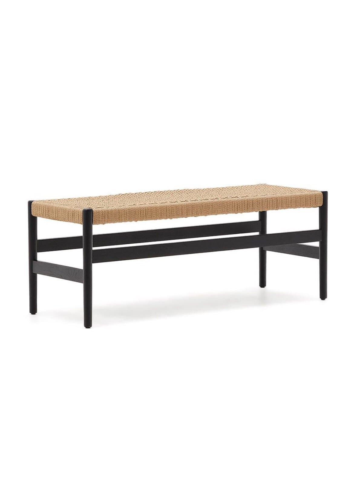 Zaide-penkki musta tammi / paperinaru l 120 cm – Kave Home