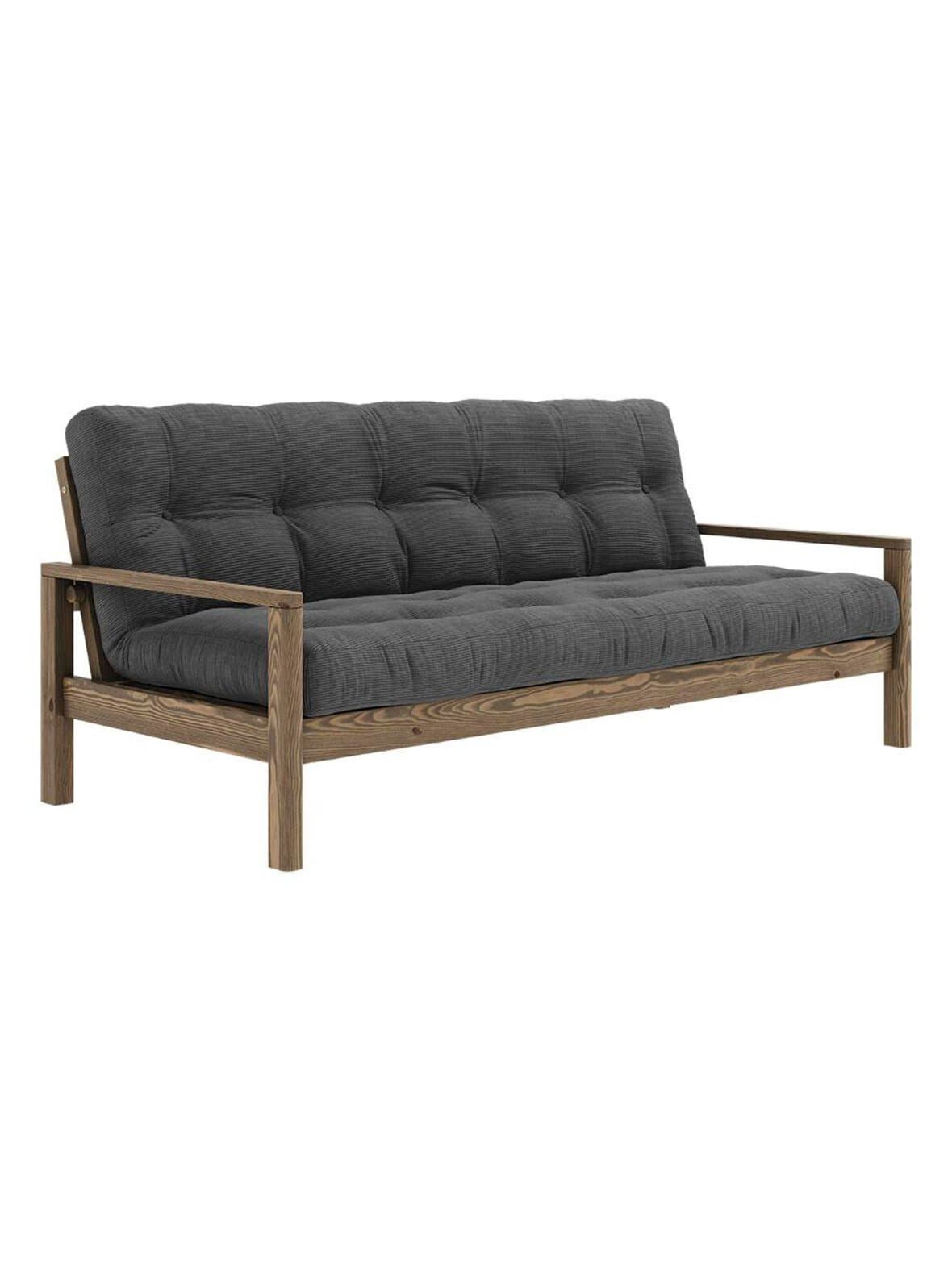 Knob-futonsohva corduroy-kangas charcoal/carob brown l 205 cm – Karup