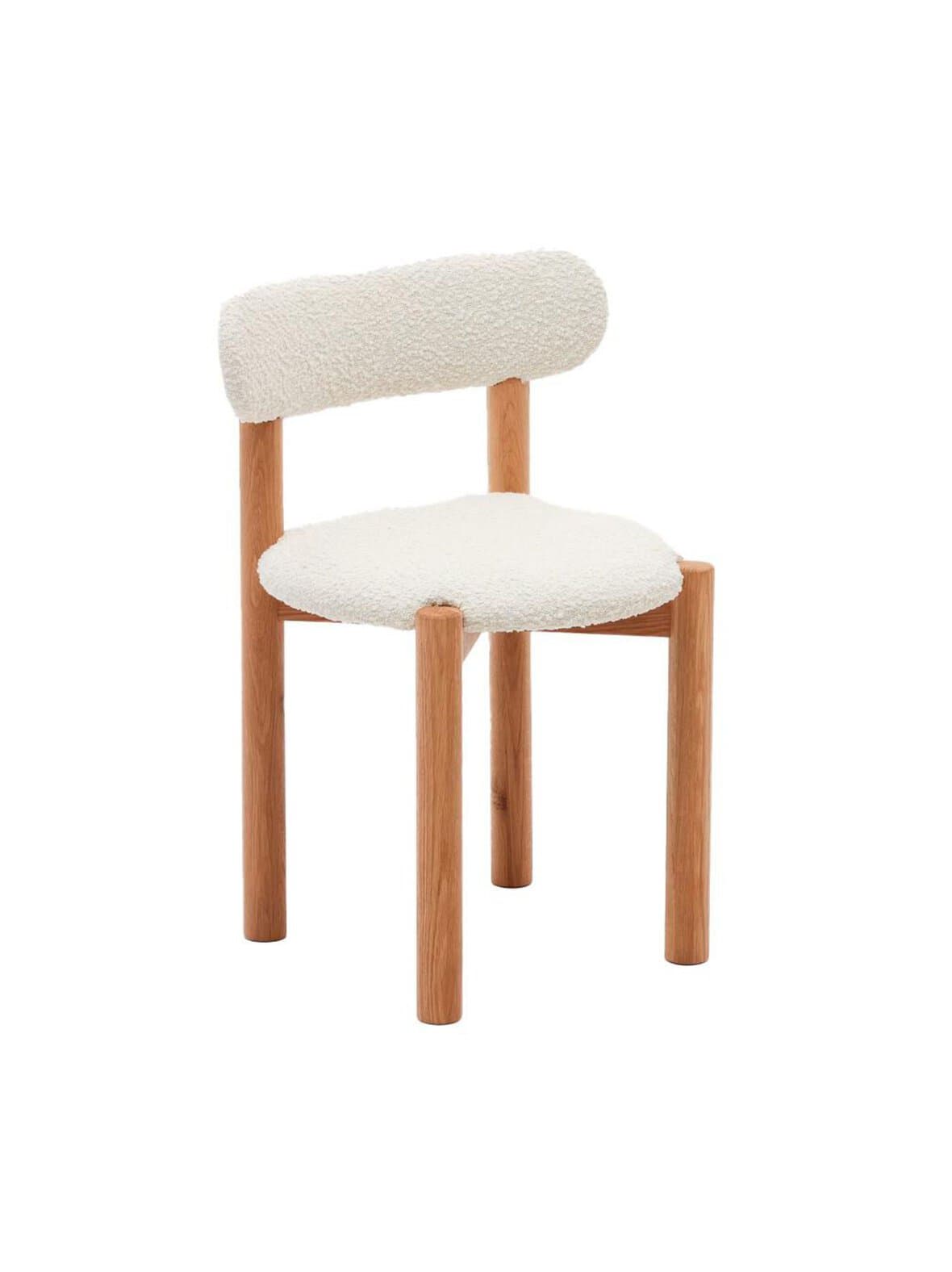 Nebai-tuoli valkoinen buklee-kangas / tammi – Kave Home