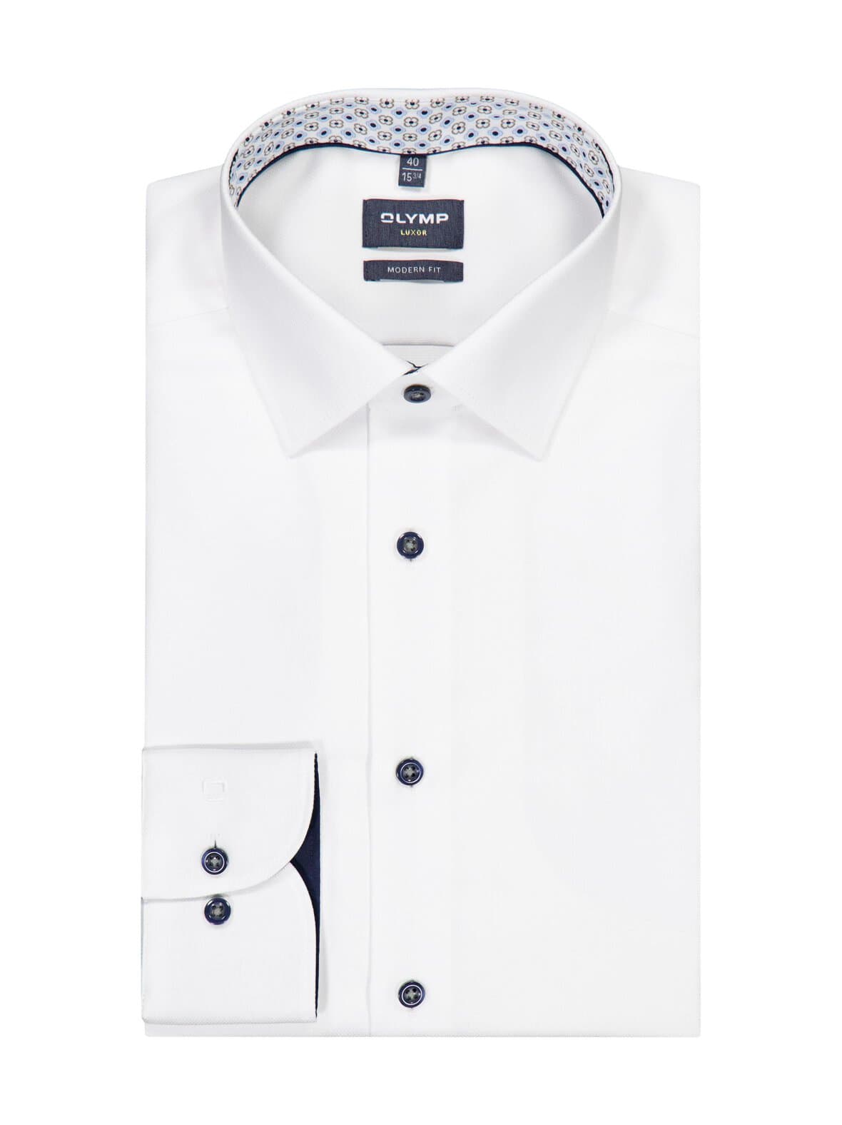 Modern fit extra long sleeve contrast -kauluspaita, erikoispitkät hihat – OLYMP