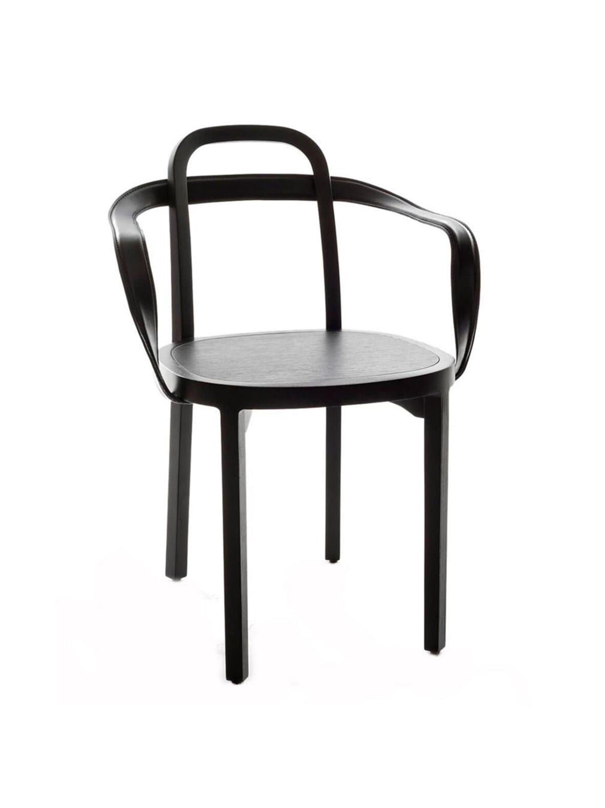 Siro-tuoli käsinojilla musta tammi/musta nahka – Woodnotes