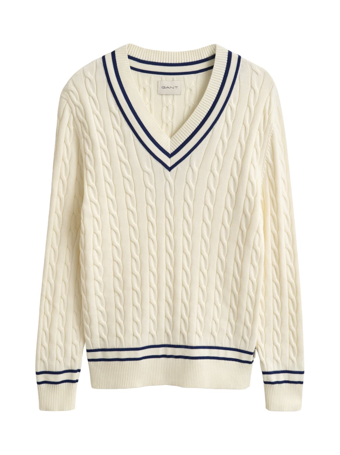 Cotton v-neck -palmikkoneule – GANT