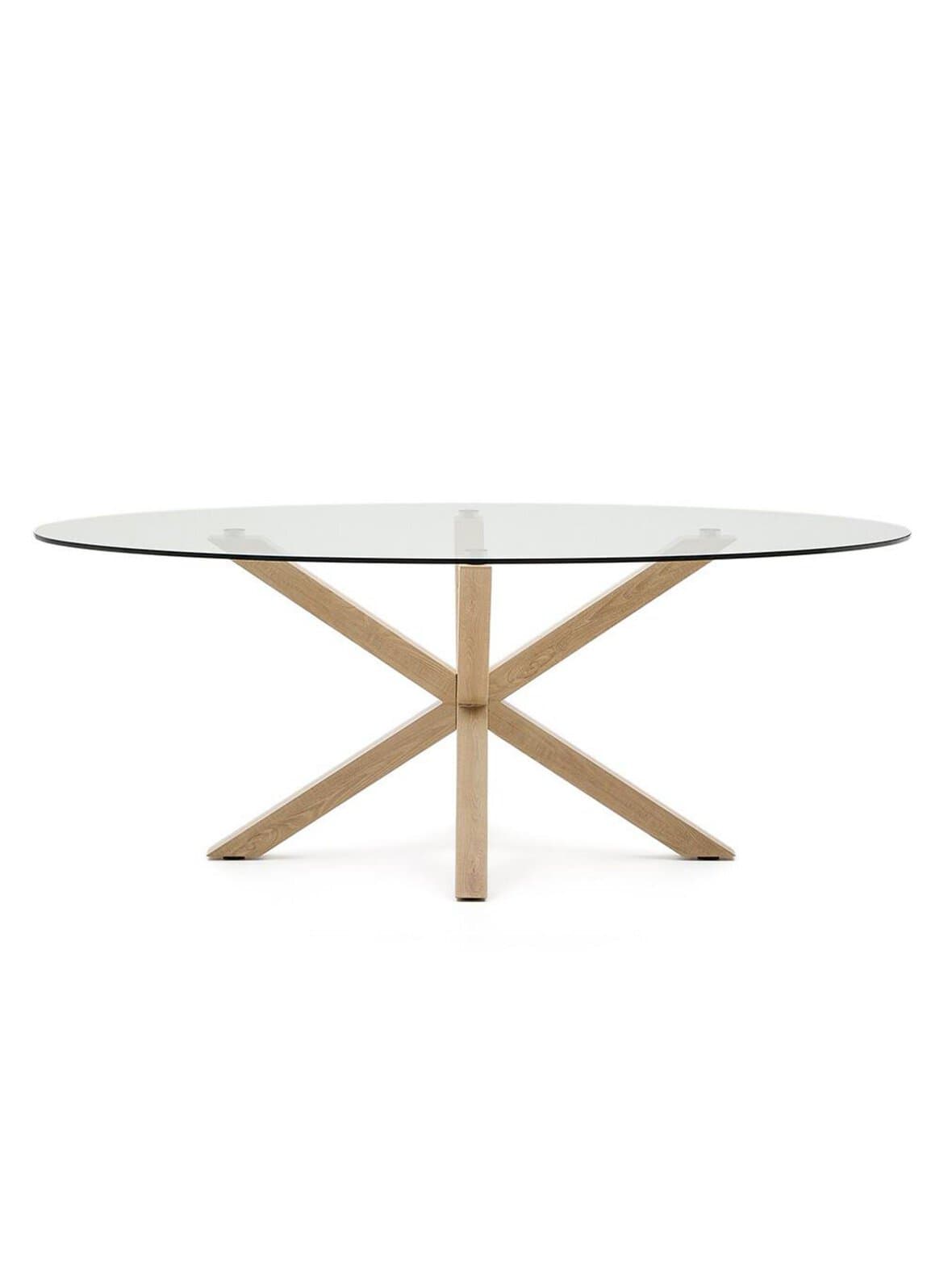 Argo-ruokapöytä lasi / puunvärinen teräs ⌀ 200x100 cm – Kave Home