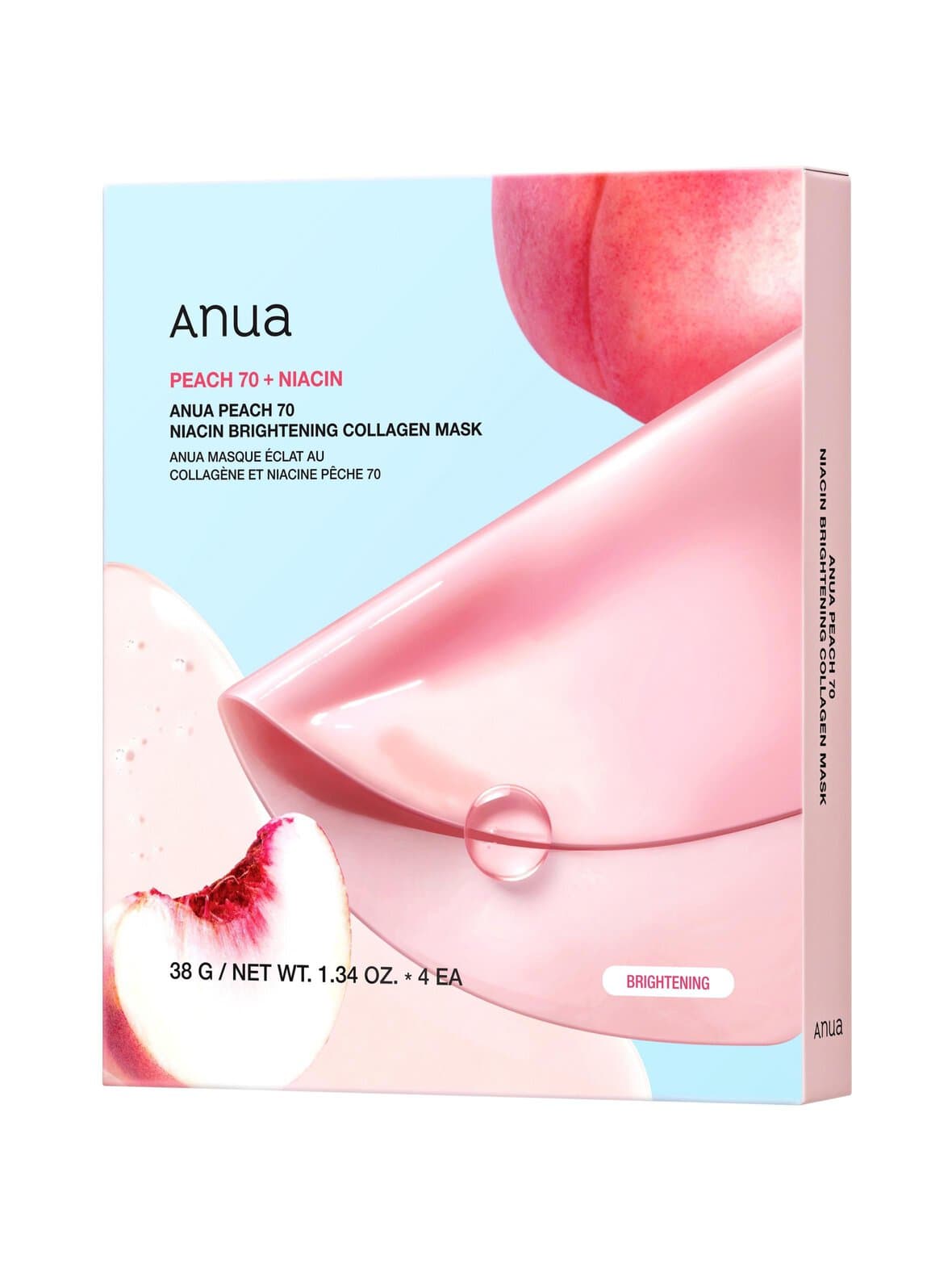 Peach 70 niacin brightening collagen mask -kasvonaamio, 4kpl – Anua