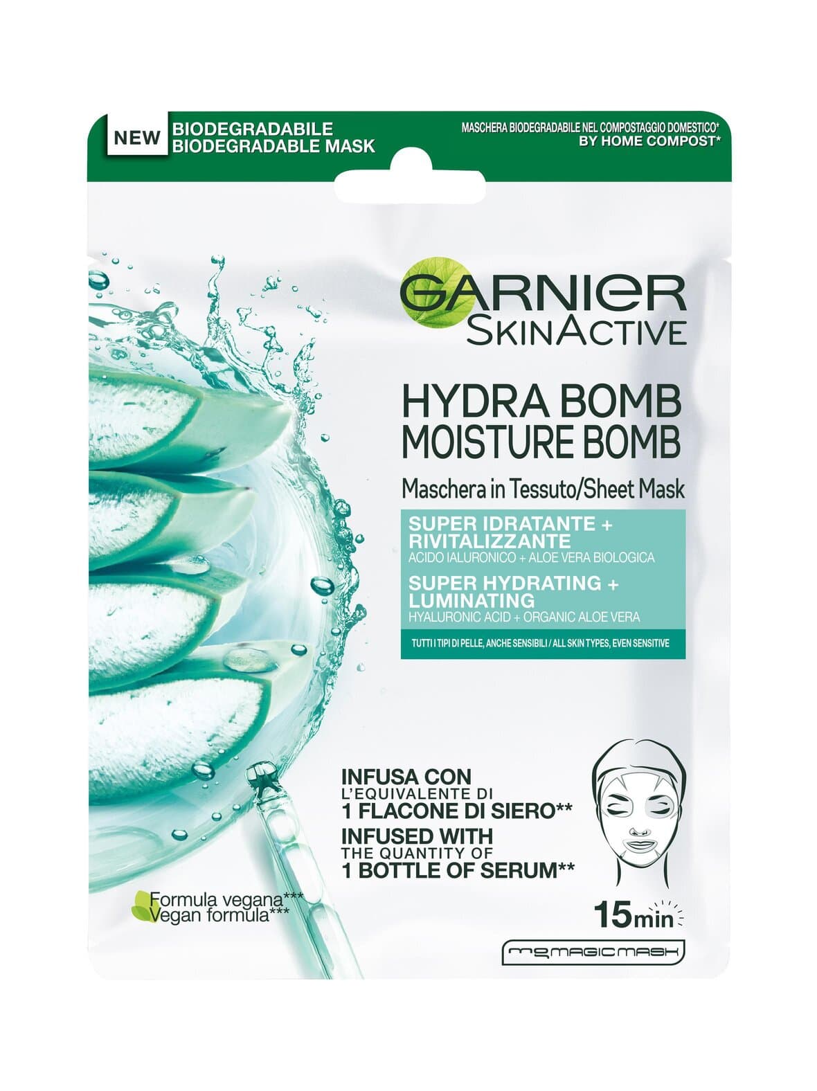 Hydra bomb moisture bomb sheet mask -kangasnaamio 28 g – Garnier