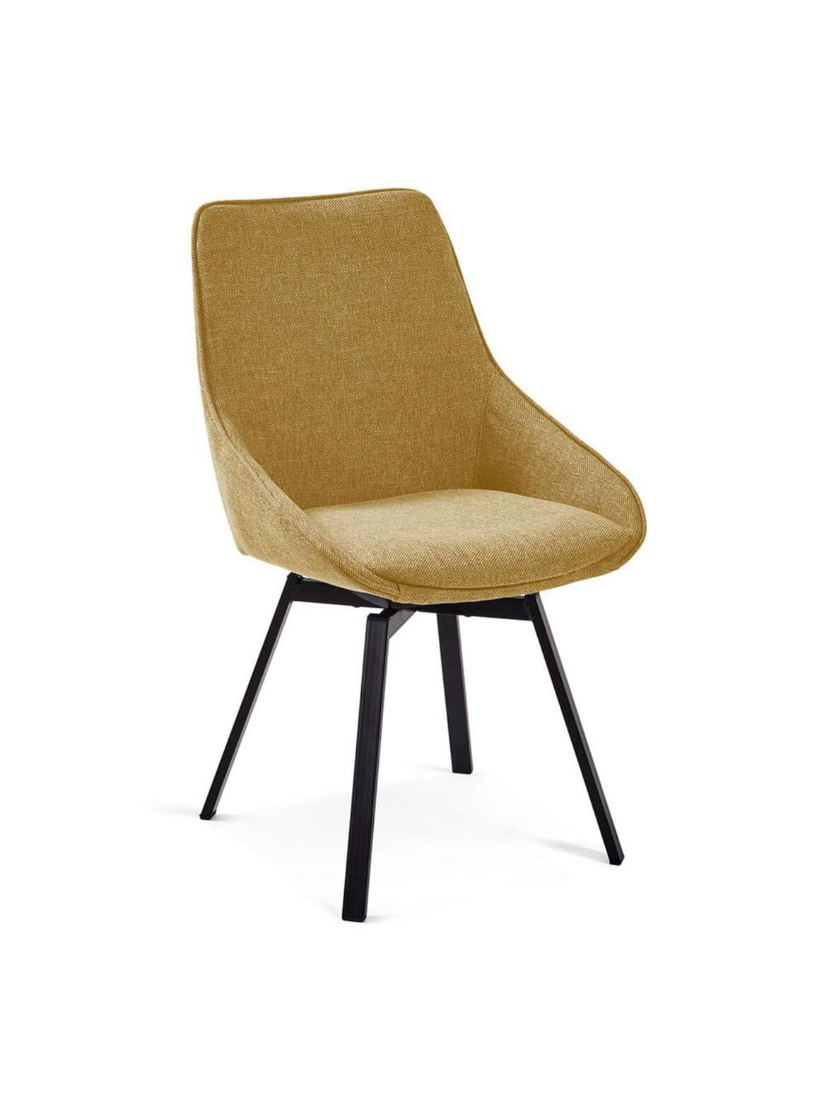 Jenna-tuoli keltainen chenille-kangas – Kave Home
