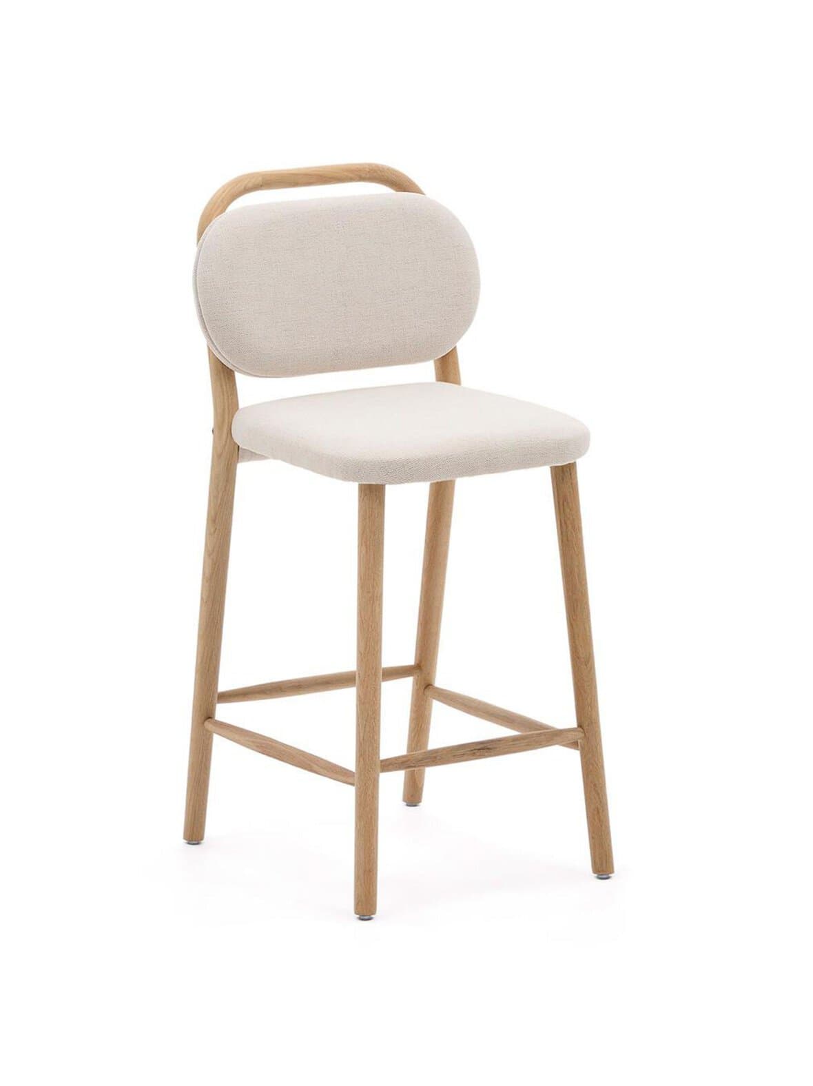 Helda-baarijakkara beige chenille-kangas / tammi k 65 cm – Kave Home
