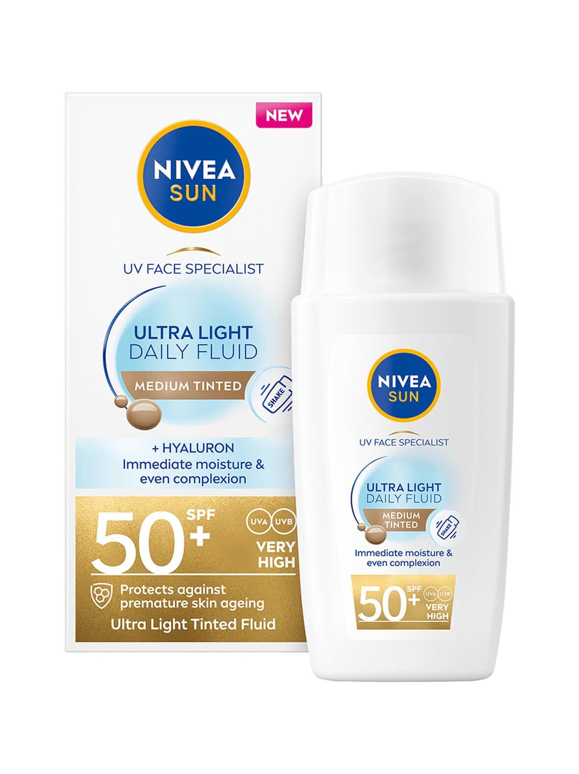 Light daily fluid tinted medium spf50+ -sävyttävä aurinkosuojavoide kasvoille – Nivea