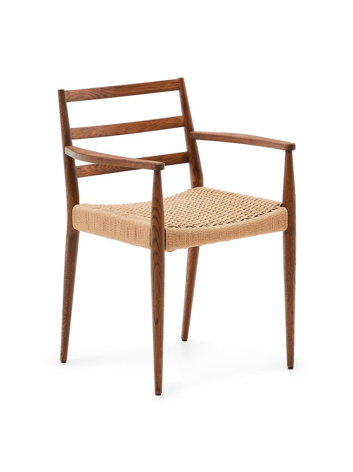 Analy-tuoli käsinojilla pähkinä/paperinaru – Kave Home