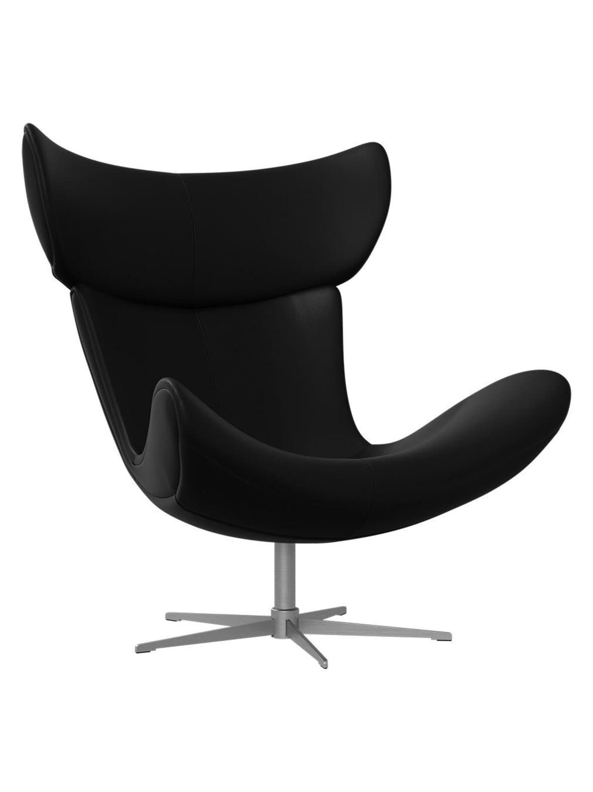 Imola-nojatuoli pyörivä jalusta nordic grain -nahka 5130 musta / teräs – BoConcept