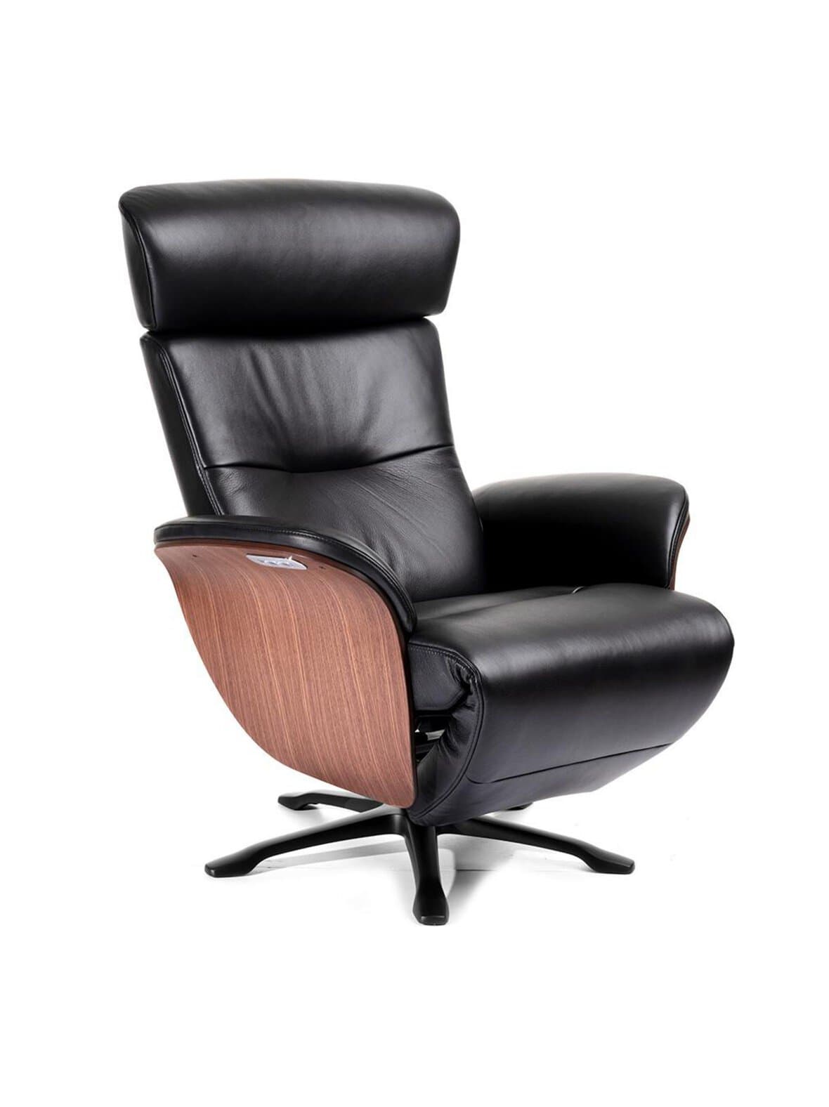 Nova-nojatuoli sorrento-nahka musta / pähkinä – Conform