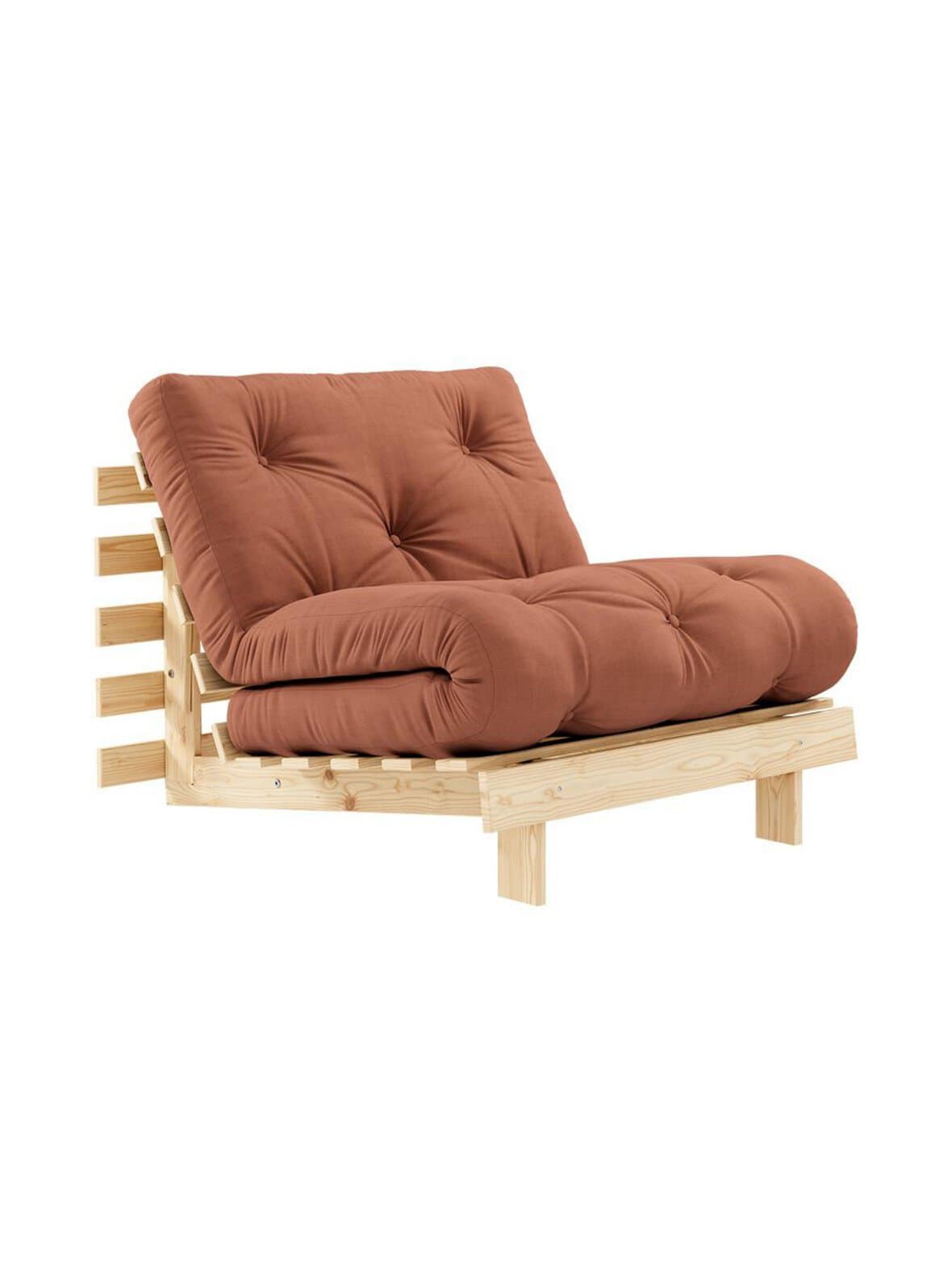 Roots-futonnojatuoli clay brown / mänty l 90 cm – Karup
