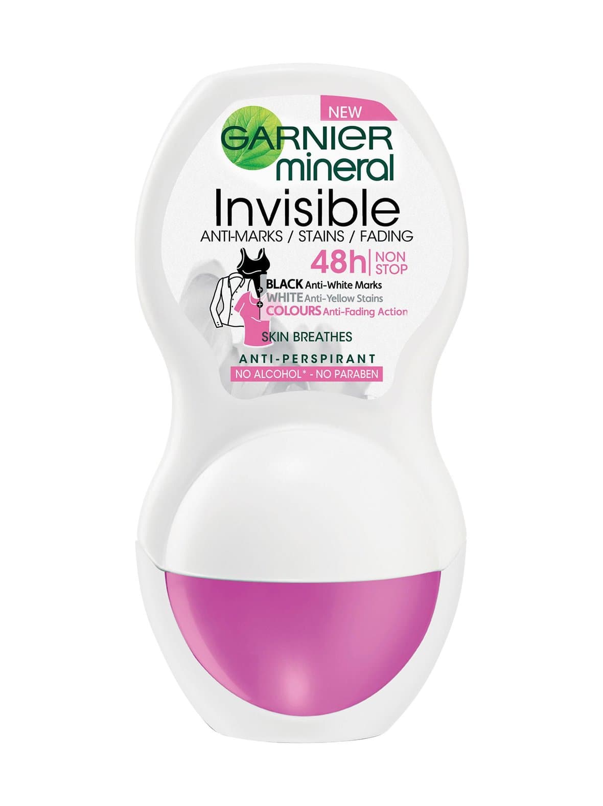 Mineral invisible black, white & colors roll-on -deodorantti 50 ml – Garnier