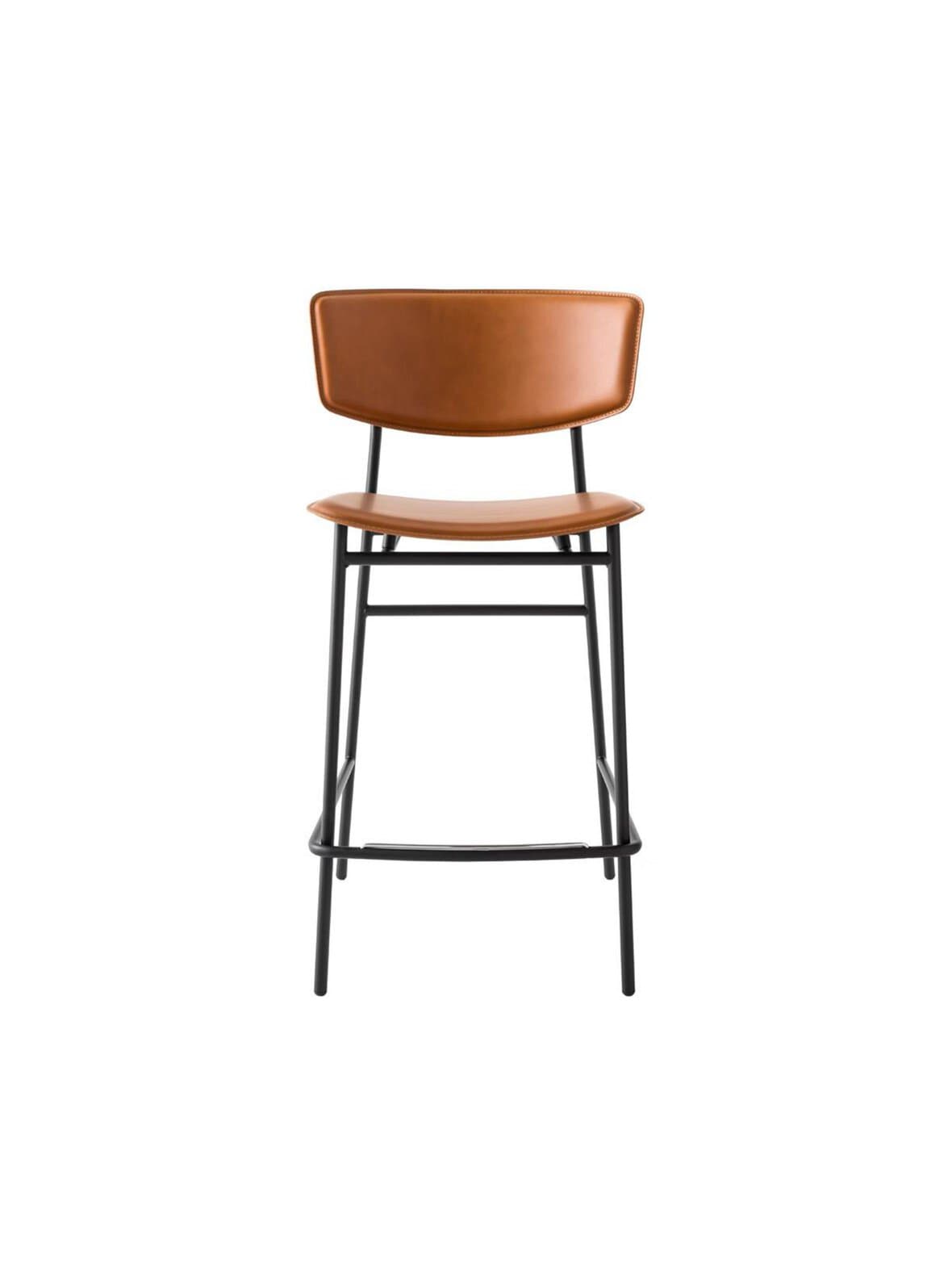 Fifties-baarituoli konjakinruskea nahka/mattamusta k 95 cm – Calligaris