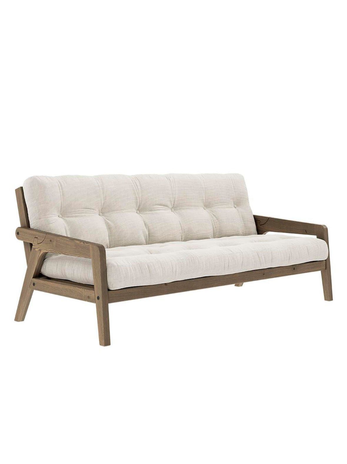 Grab-futonsohva corduroy-kangas ivory/ruskea l 200 cm – Karup