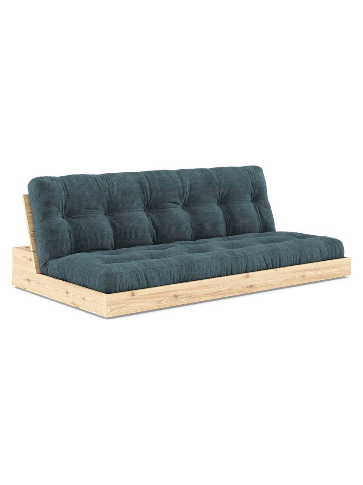 Base-futonsohva corduroy-kangas pale blue/mänty l 196 cm – Karup