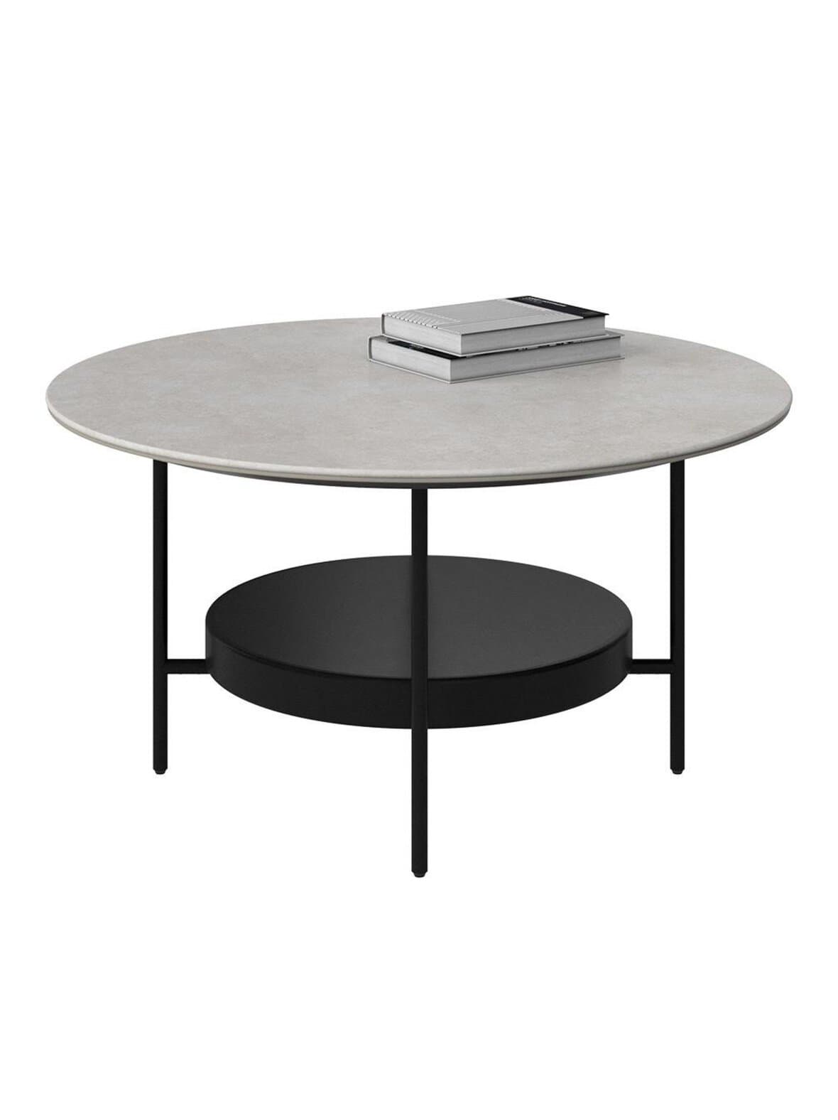 Madrid-sohvapöytä musta metalli / tuhkanharmaa keramiikka ⌀ 80 cm – BoConcept