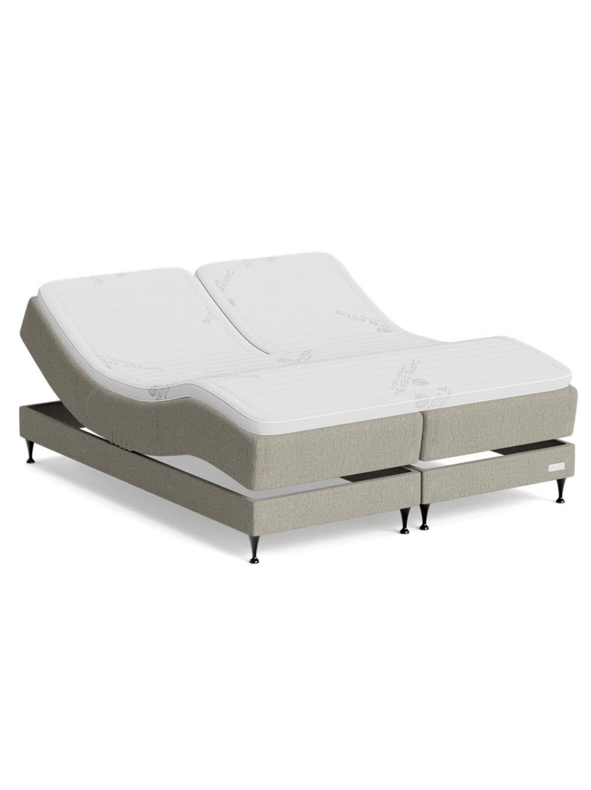 Marstrand-moottorisänky premium split / melange nap -kangas vaaleanharmaa 180 x 210 cm / medium - firm – Carpe Diem Beds