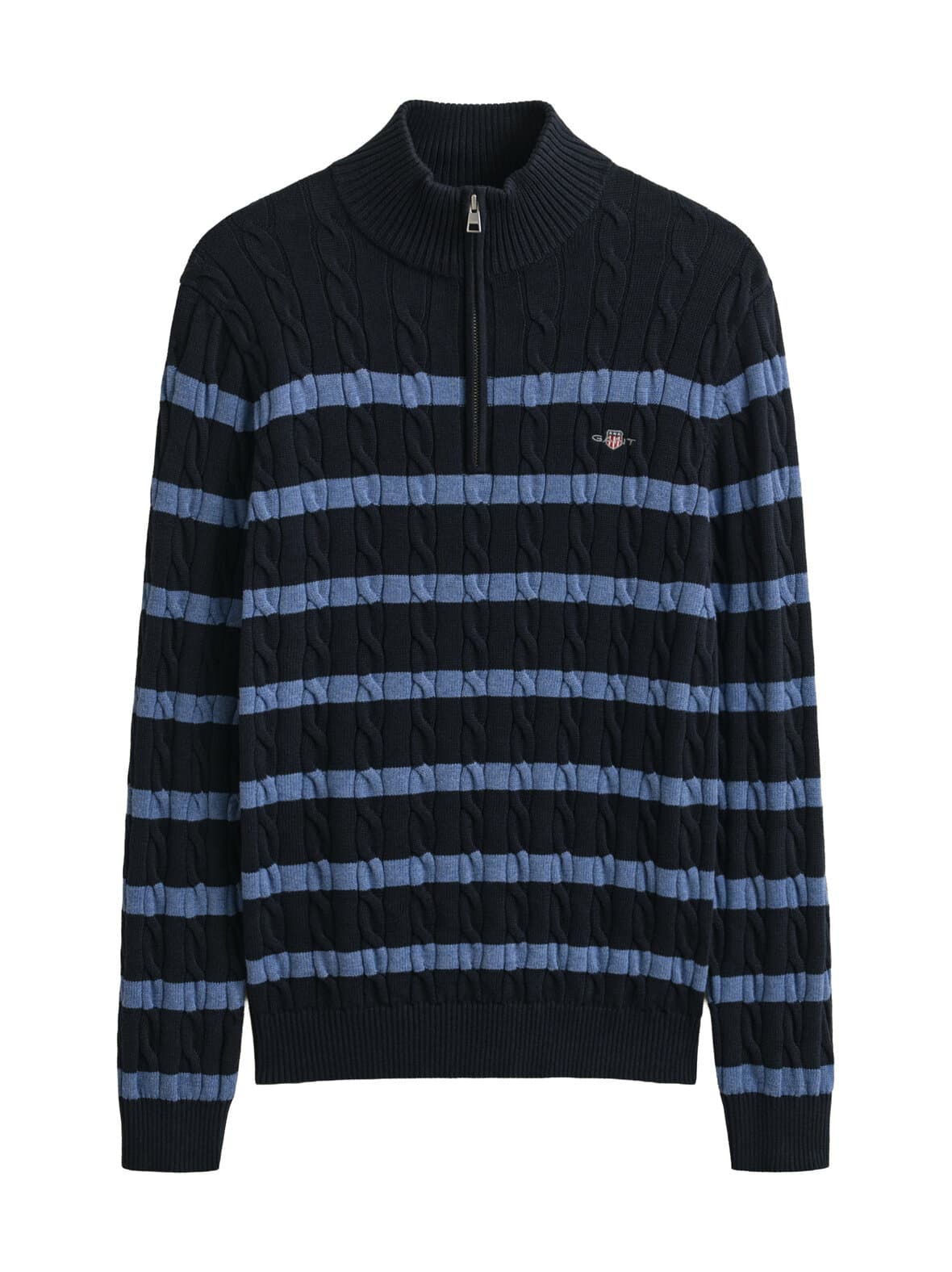 Striped cotton half zip -palmikkoneule – GANT