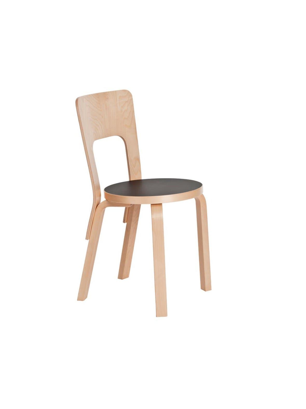 Tuoli 66 koivu/musta linoleum – Artek