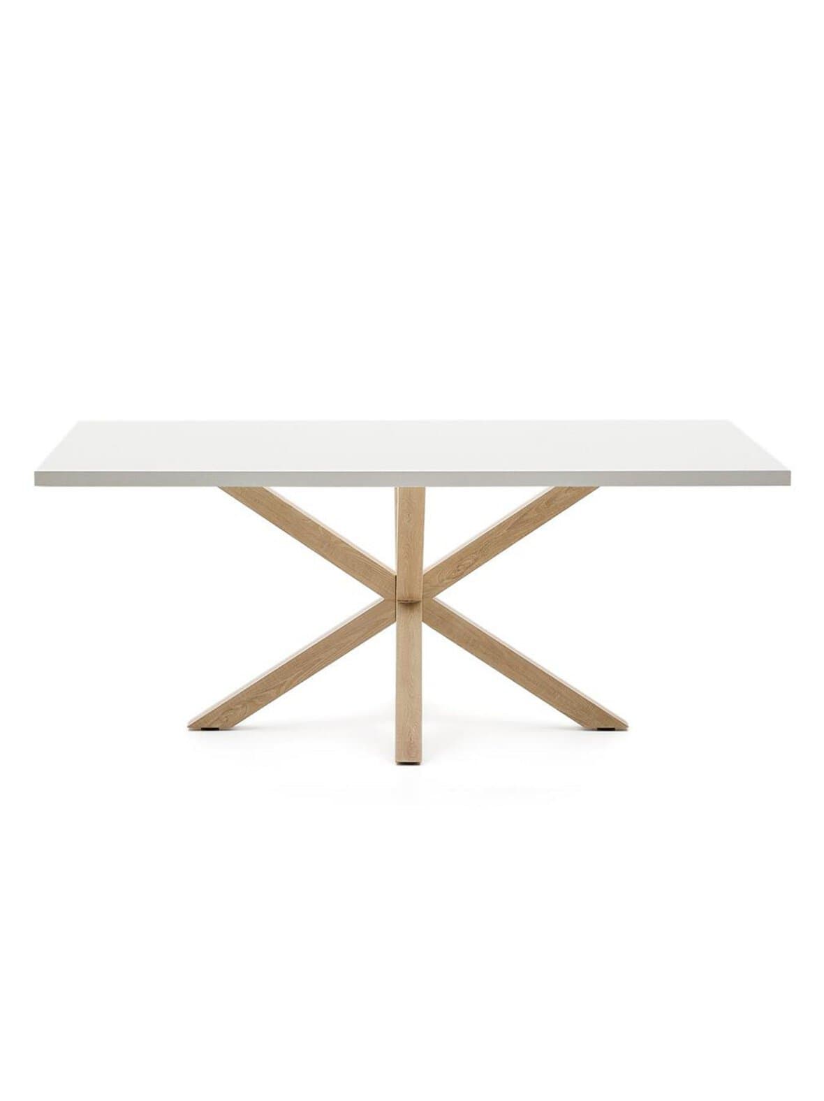 Argo-ruokapöytä valkoinen melamiini / puunvärinen teräs 200 x 100 cm – Kave Home