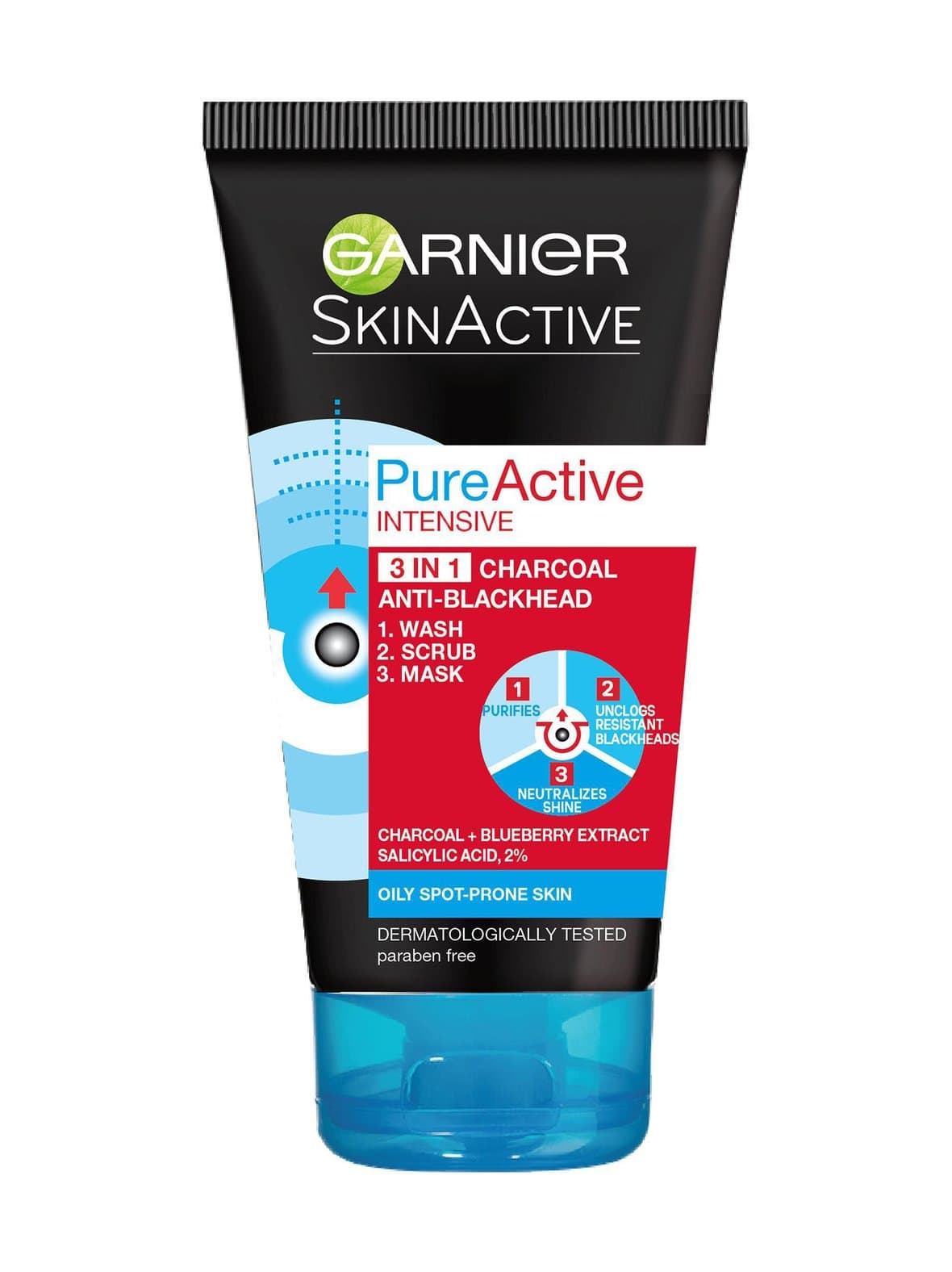 Pureactive intensive 3in1 charcoal -kuoriva puhdistusnaamio 150 ml – Garnier