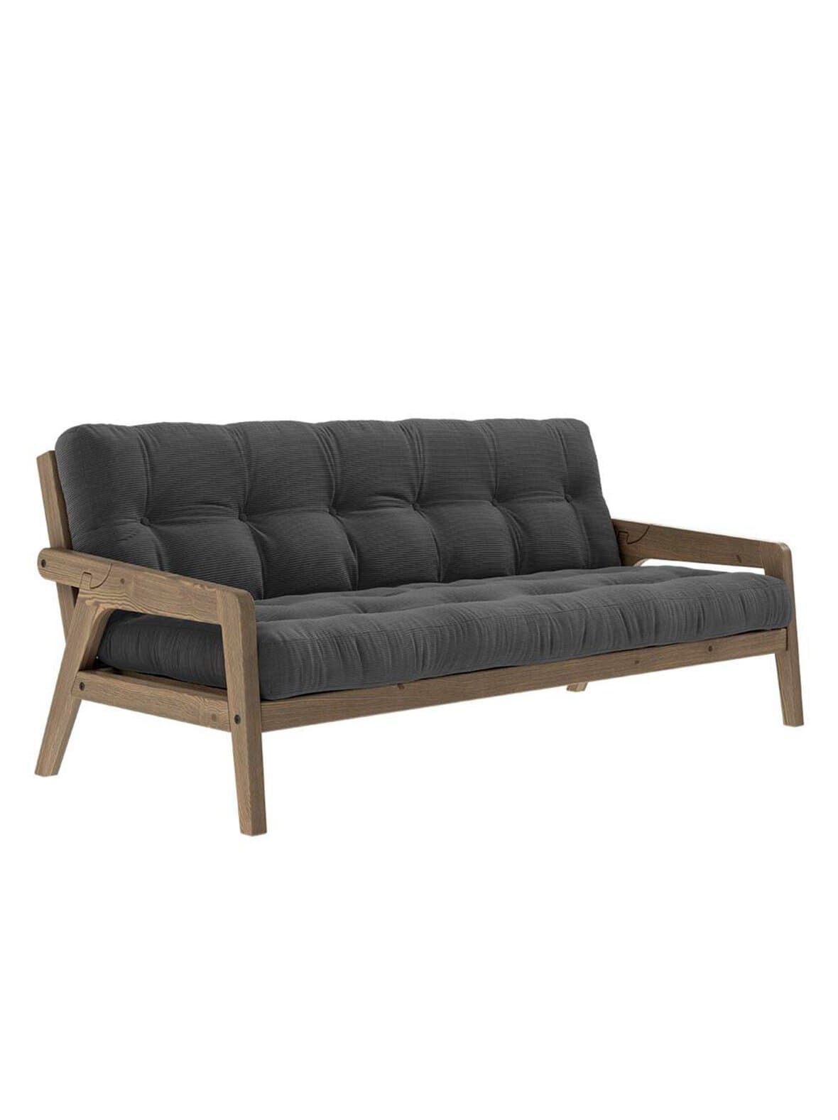 Grab-futonsohva corduroy-kangas charcoal/ruskea l 200 cm – Karup