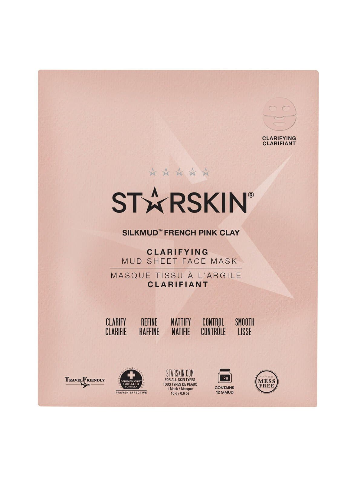 Silkmud™ pink french clay purifying mud sheet mask -kasvonaamio – Starskin