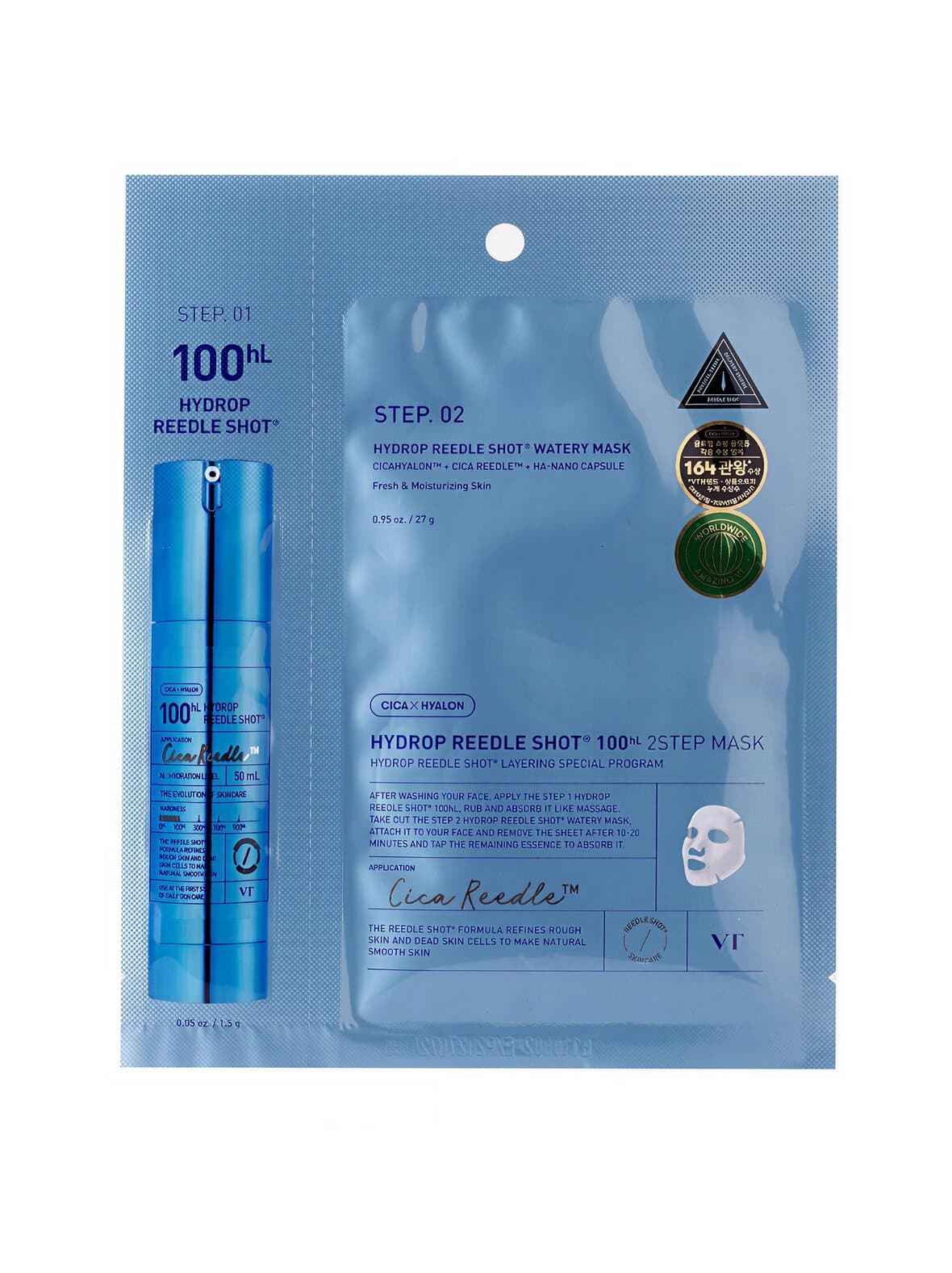 Hydrop reedle shot 100hl 2step hydrogel mask -kasvonaamio – VT Cosmetics