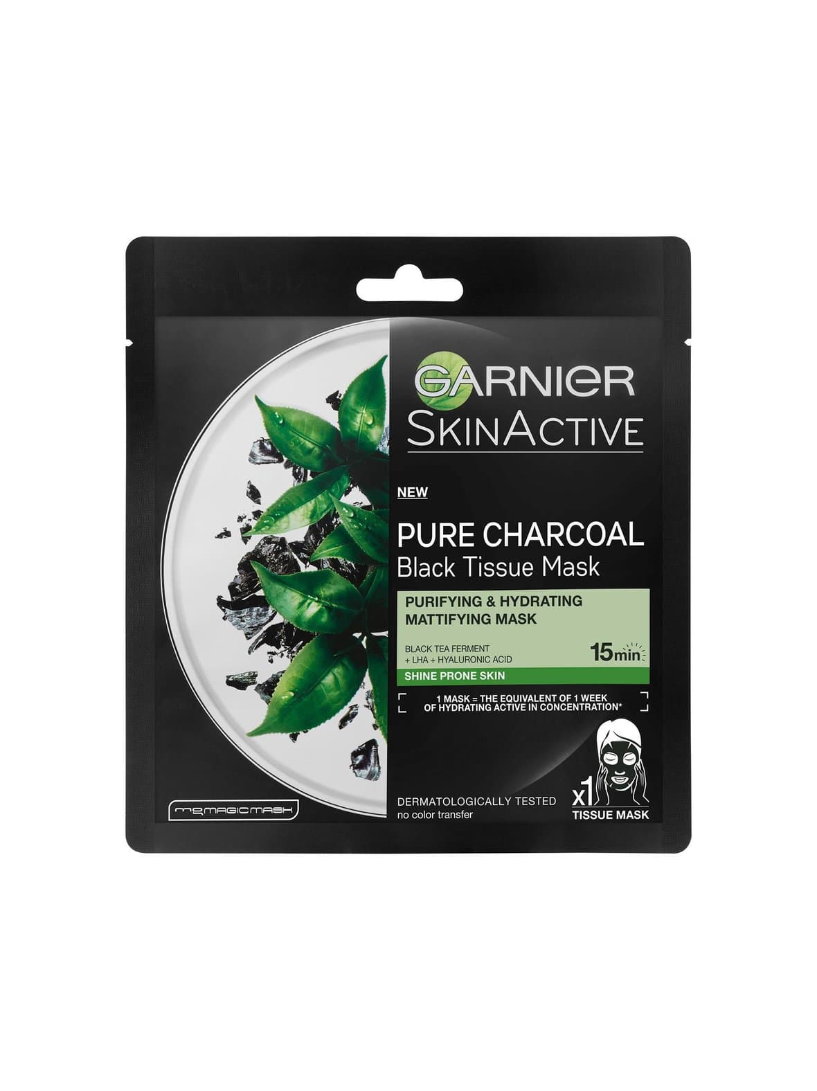 Pure charcoal black sheet mask-kasvonaamio 32 g – Garnier