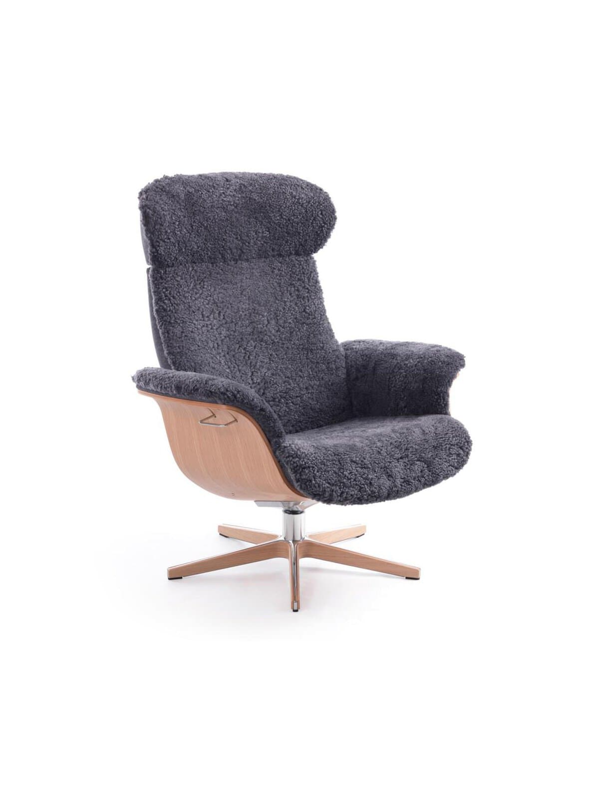 Timeout-nojatuoli charcoal-lampaannahka/tammi – Conform