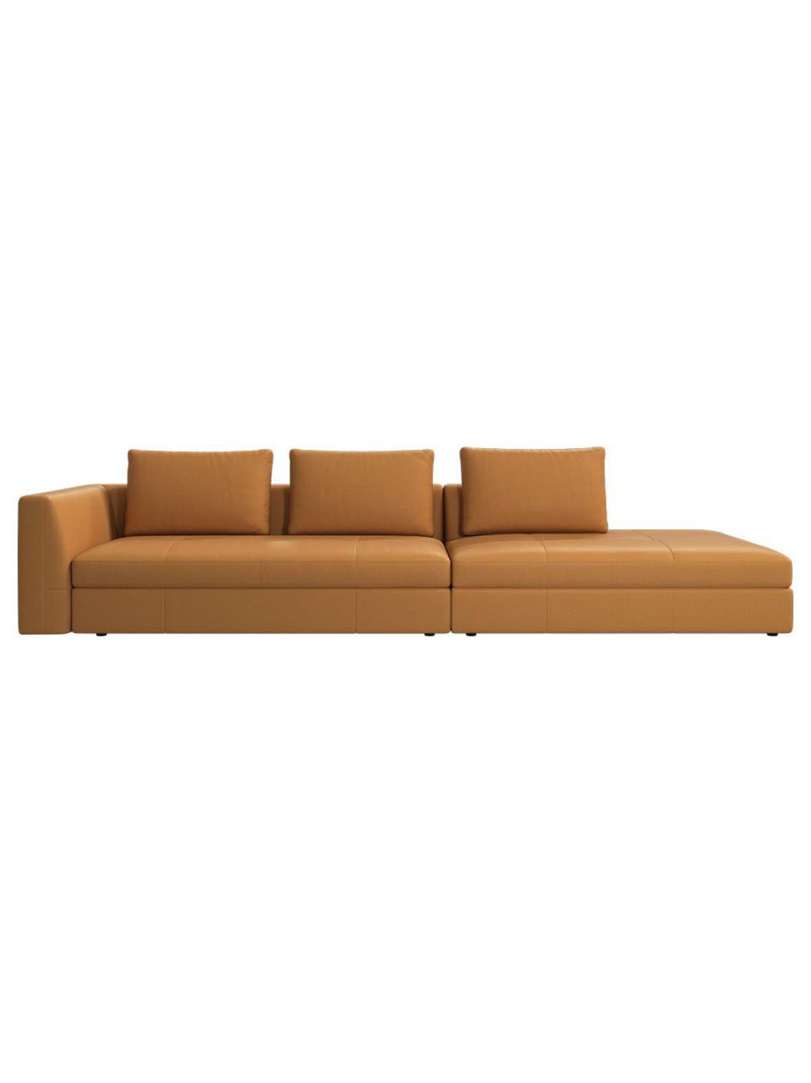 Bergamo-sohva nordic soft -nahka 5140 vaalea karamelli l 333 cm – BoConcept