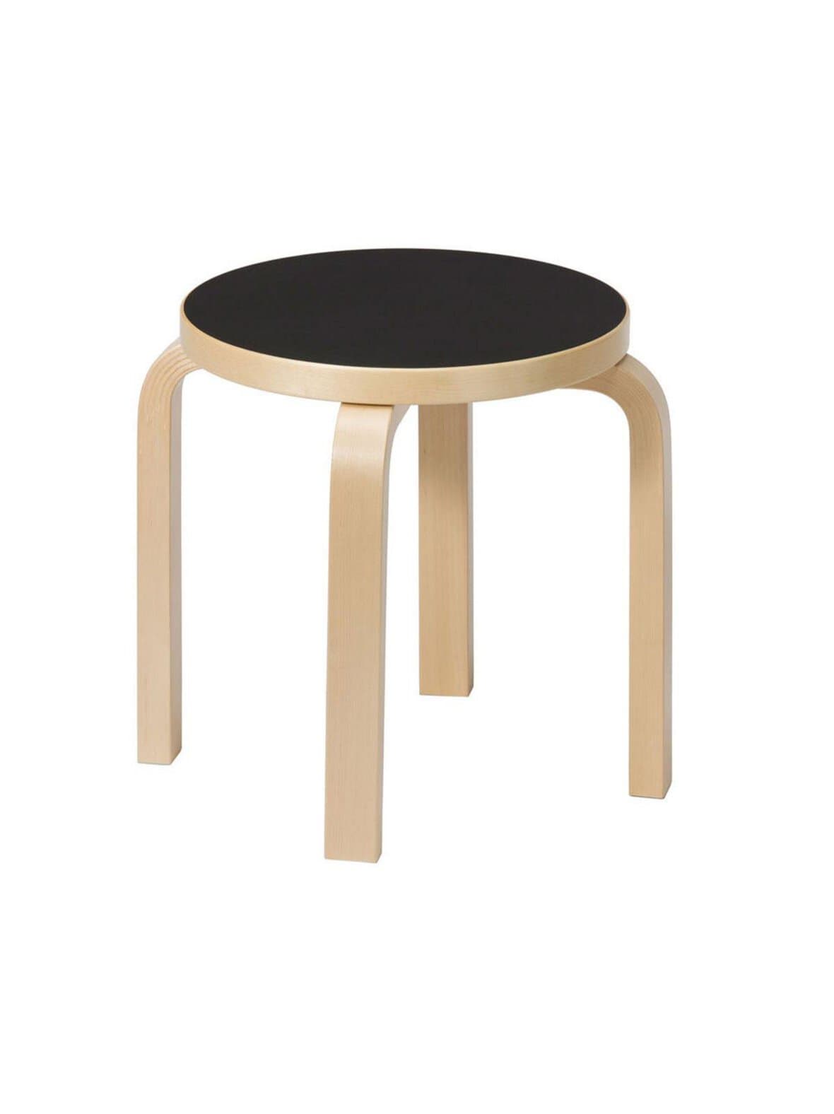 Lasten jakkara ne60 koivu/musta linoleum – Artek
