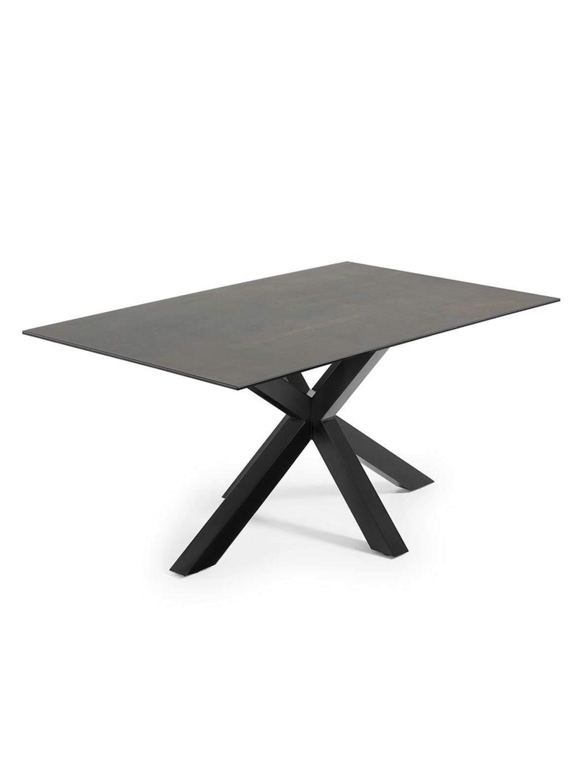 Argo-ruokapöytä iron moss -keramiikka / musta 90 x 160 cm – Kave Home