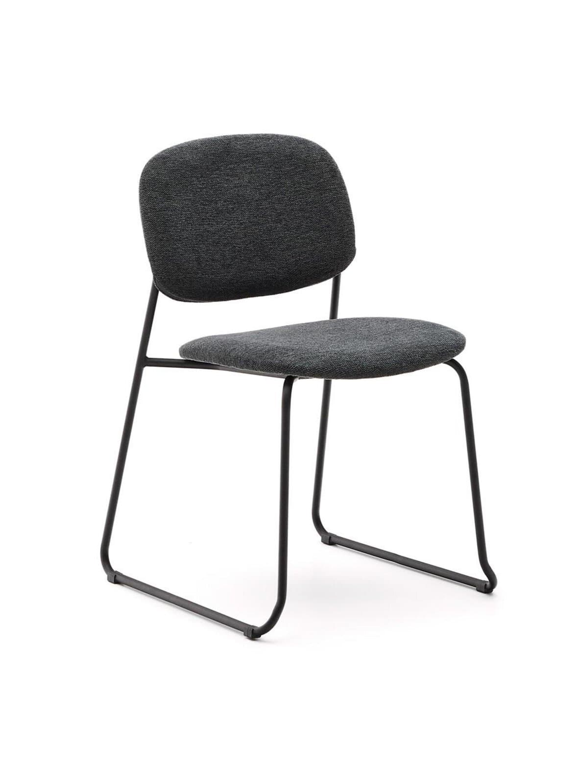 Meli-tuoli belfast-kangas harmaa / harmaa metalli – Kave Home