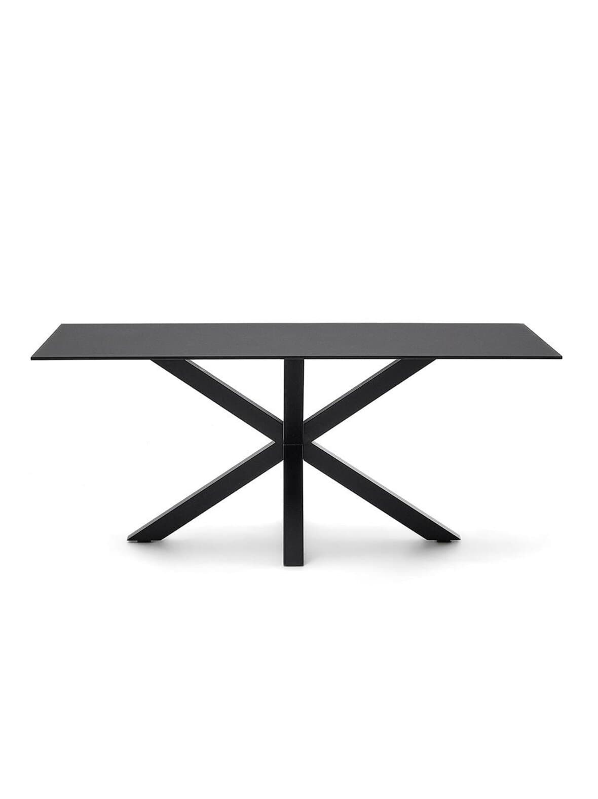 Argo-ruokapöytä musta lasi / musta 180 x 100 cm – Kave Home