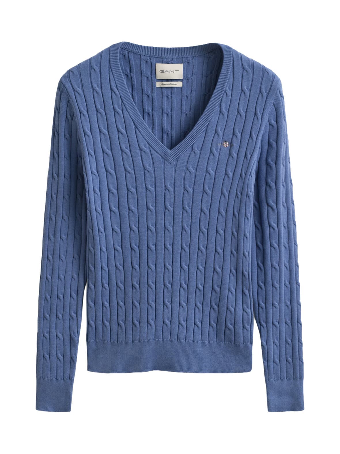 Stretch cotton v-neck -palmikkoneule – GANT