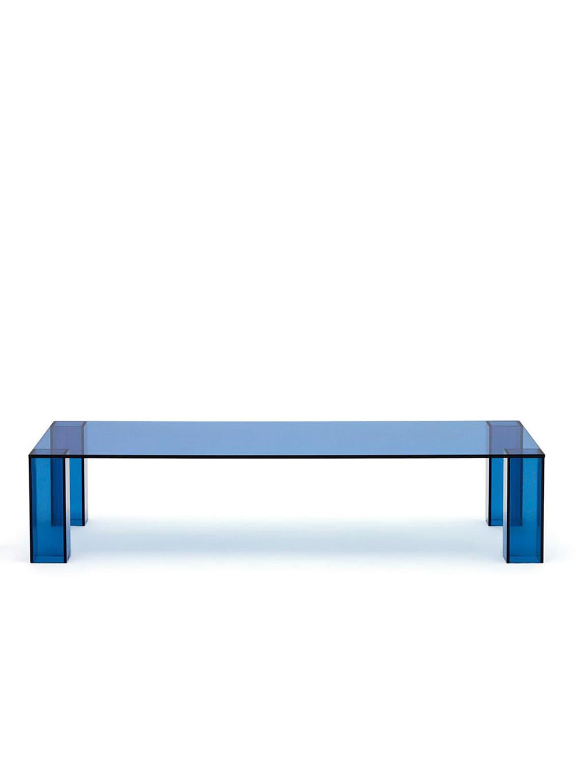 Adularia-sohvapöytä sininen lasi 140 x 60 cm – Kave Home