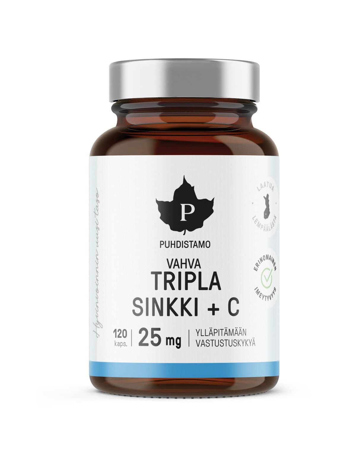 Tripla sinkki 25 mg -ravintolisä 120 kaps. – Puhdistamo