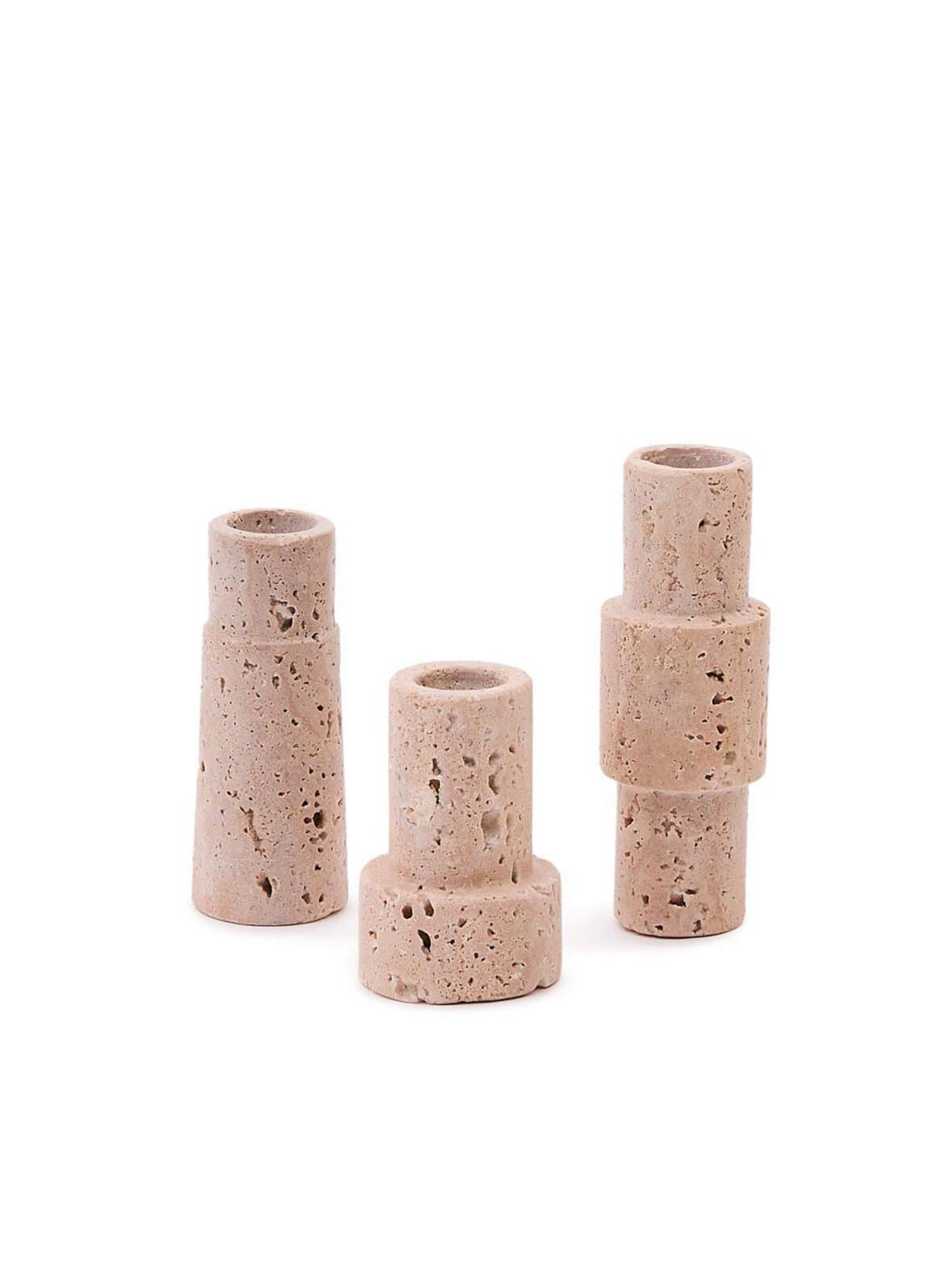 Majid-kynttilänjalkasetti 3 kpl beige travertiini – Kave Home