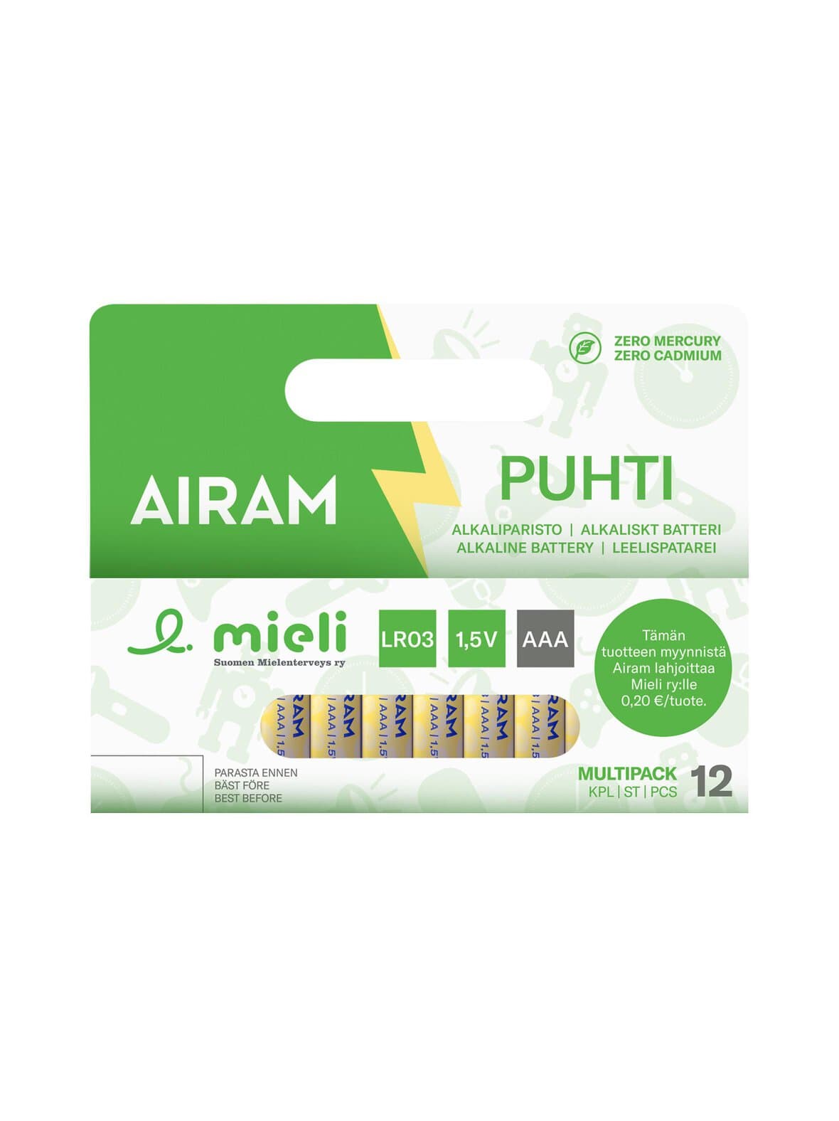 Mielinauha puhti lr03 aaa -paristot 12 kpl – Airam