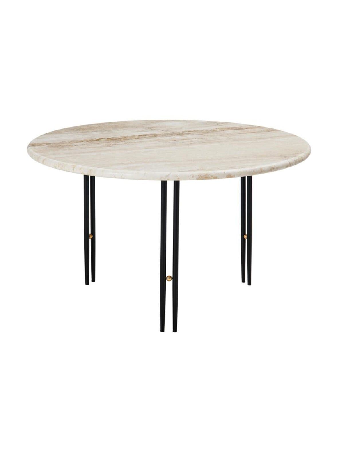 Ioi -sohvapöytä beige travertiini / musta ⌀ 70 cm – GUBI