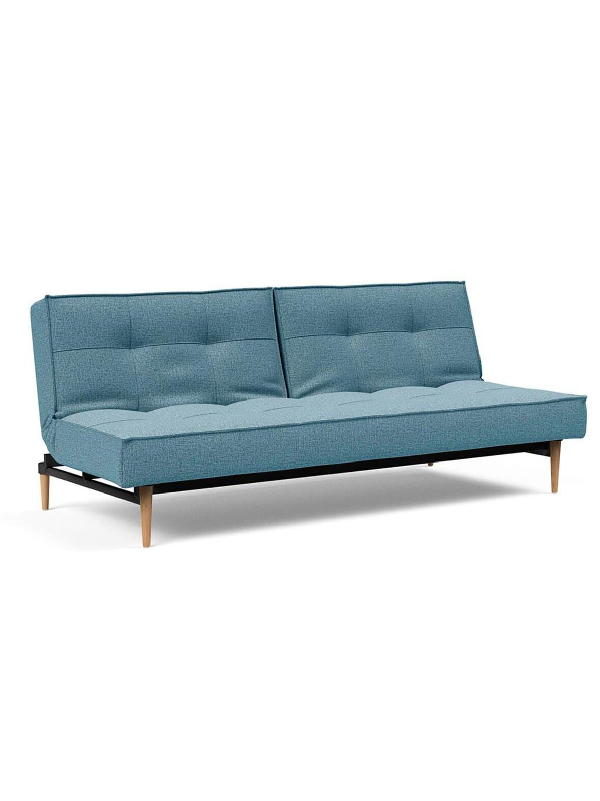 Splitback styletto -vuodesohva mixed dance -kangas 525 vaaleansininen / tammi l 210 cm – Innovation Living