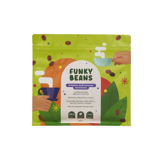 Specialty-kahvipavut Funky Beans Ethiopia Burtukaana Anaerobic Filter, 200 g – Funky Beans