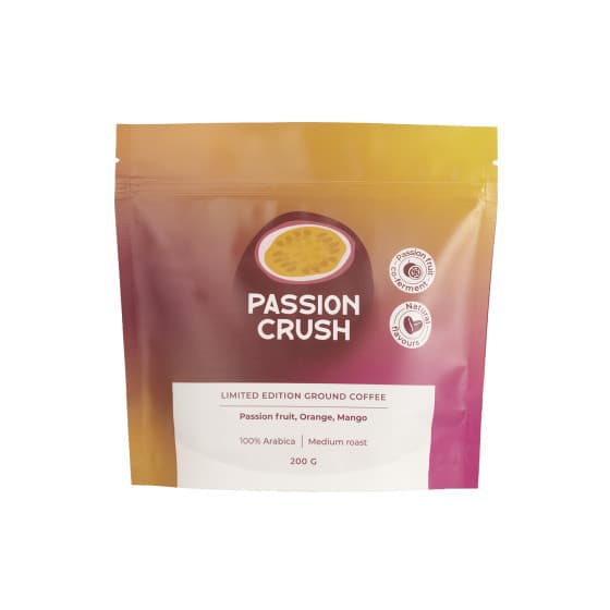 Jauhettu kahvi Passion Crush (fermentoitu passiohedelmän kanssa), Limited Edition, 200 g – KahviKaveri
