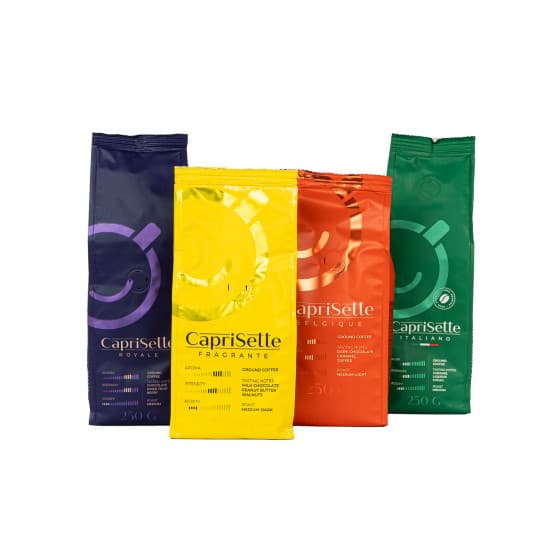 Lajitelma jauhettua kahvia Caprisette, 4 x 250 g – Caprisette