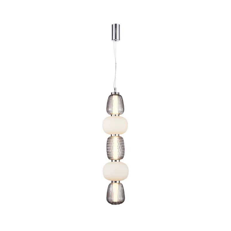 LOOM DESIGN - Pearl 5 riippuvalaisin harmaa/opaalinen/kromi – LOOM DESIGN