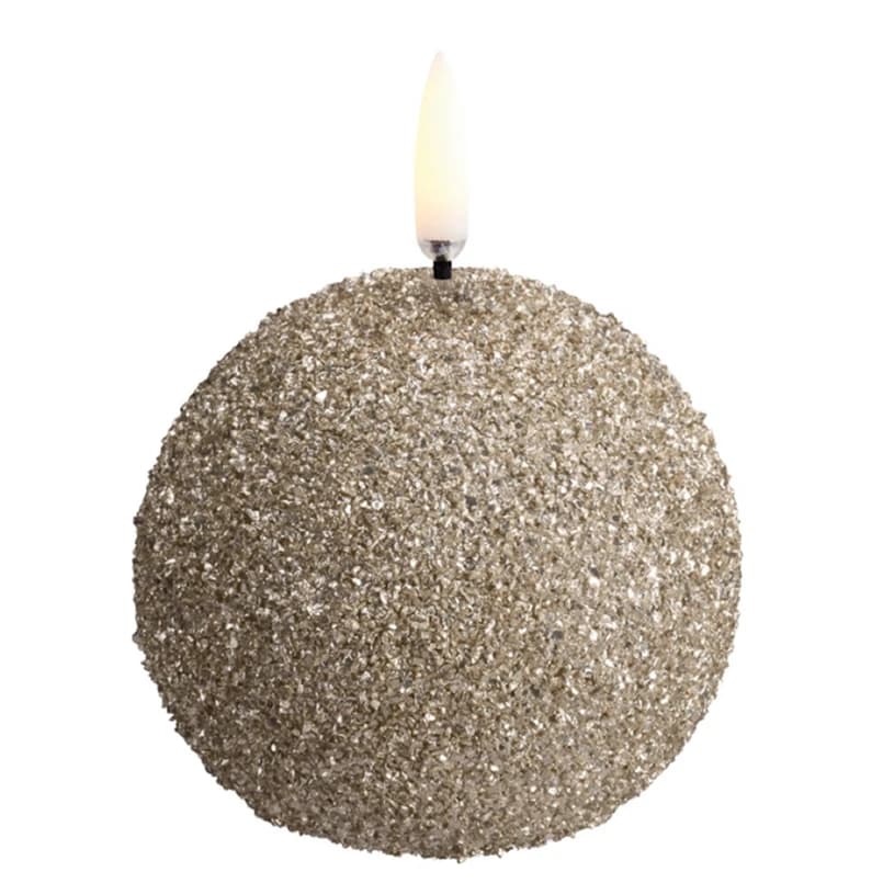 Uyuni Lighting - ROUND LED-kynttilä, kermanvärinen, Ø 7 cm, kimallus – Uyuni Lighting