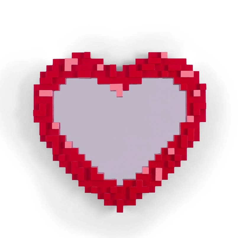 SELETTI - Heart Pixel peili punainen/vaaleanpunainen – SELETTI